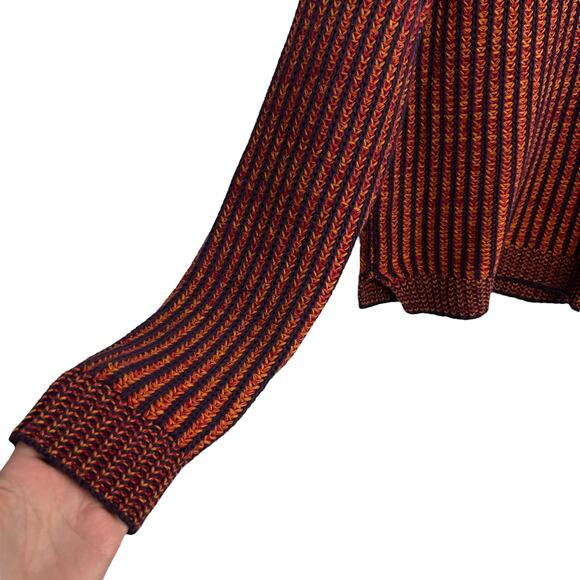 Fall Boho Rib Knit Sweater Cabi Orange Navy Cotton Medium - Picture 2 of 7